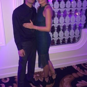 Lace green dress , keyhole back.  Like new